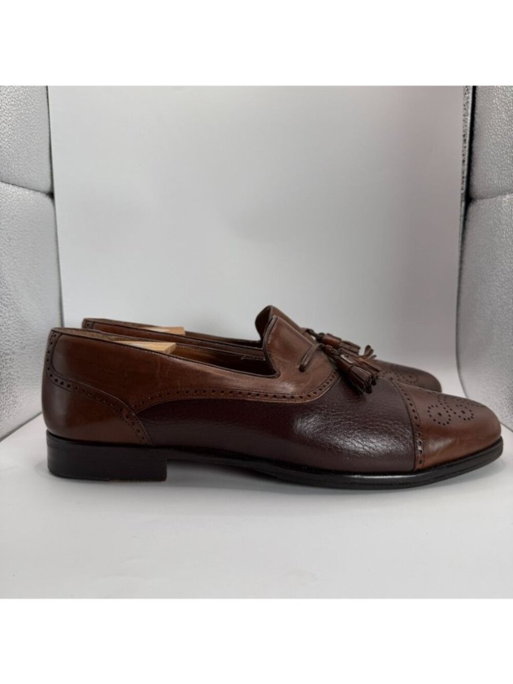 Mezlan Havana Brown Leather Tassel Loafers Mens Size 11.5 M Dress Shoes Made In